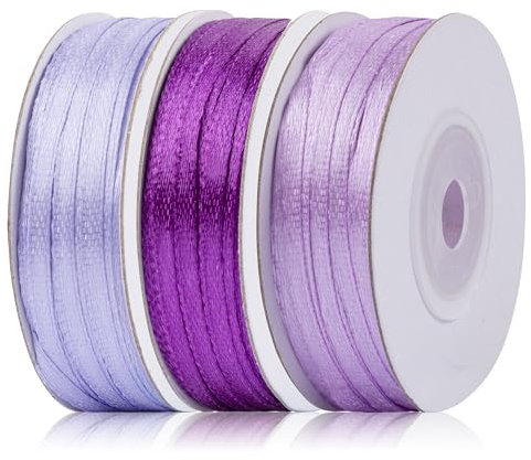 Fyshird Satinband Lila 3mm x 45m Geschenkband Schleifenband Polyester Bänder zum Basteln Dekoband für Hochzeit Geburtstag Partydeko DIY Geschenkverpackung (Lila Serie)
