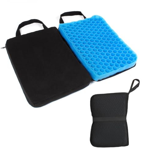 KBIBCK Gelkudde sittdyna vikbar, gel sittdyna ergonomisk sittdyna bärbar resa stolkudde, vikbar gel sittdyna med halkfritt överdrag för rullstol, bil, kontor, hem och resor