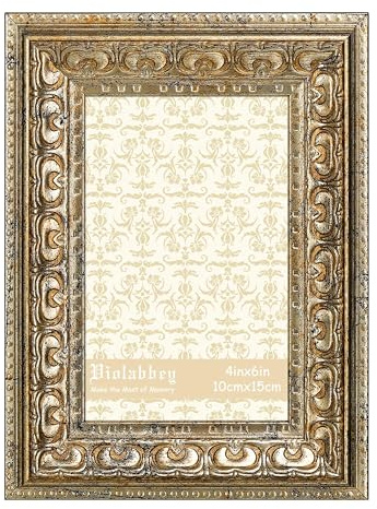 VIOLABBEY Bilderrahmen 10x15 cm Silber – Vintage-Fotorahmen für Wand oder Tischdekoration, klassisches Design für Büro & Zuhause, passend für 4x6 Inch Fotos.
