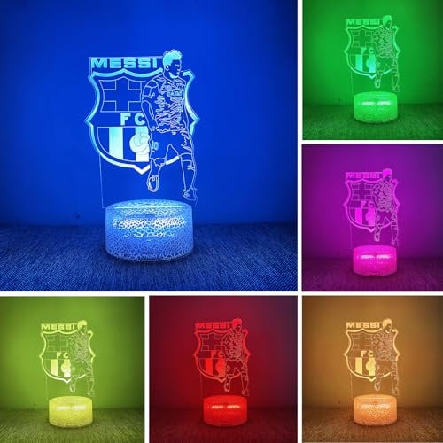 BIRBANN Barcelona.Fußballer Nr.10 Nachtlicht für Kinder 3d Fußball, Fußball Geschenke Jungen, 3D LED Illusionslampen Mit & Touch 7 Farben Nachttischlampe für Kinder Männer Messi Fans