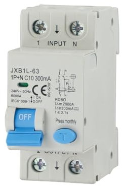 gloca Interruttore Magnetotermico Differenziale 1P+N 300mA 220V 6KA 2 Moduli DIN Classe A (10 Ampere)