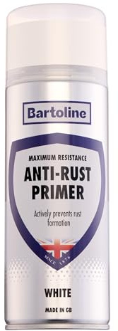Bartoline Anti-Rust White Primer Spray 400ml – Corrosion-Resistant Metal Primer for Cars, Railings, Tools & DIY Projects