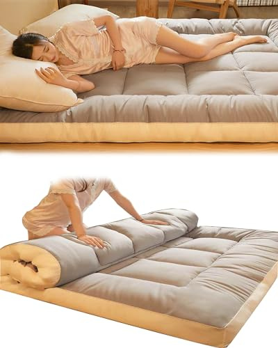Dicke, tragbare Camping-Matratze, rollbar, zusammenklappbar, Bodensofa, Bett, extra Komfort, Liege, 200 x 220 cm, Jadegrün – ideal für Outdoor-Aktivitäten und Entspannung