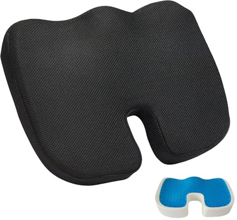 Konturierte Sitzkissen Orthopädisch für Steißbein, Gel Steißbeinkissen, Ergonomisches Sitzkissen Bürostuhl für Büro Auto Zuhause Langzeit-Sitzkomfort Lindert Druck Durch Langes Fördert Durchblutung