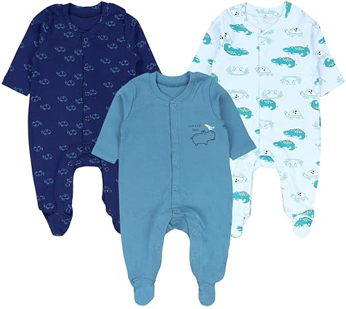 TupTam Baby Jungen Schlafstrampler mit Fuß 3er Pack