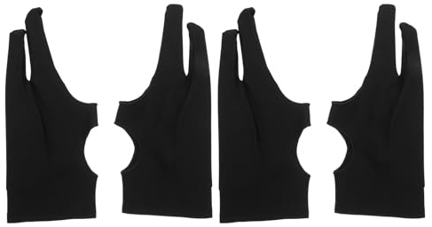 CIYODO Künstlerhandschuh Schwarz mit Zwei Fingern 4 Stück-Pack, aus Gewebe | Antischmier, Leicht, Atmungsaktiv, Gleitend, für Grafikdesign und Skizzieren Am Tablette