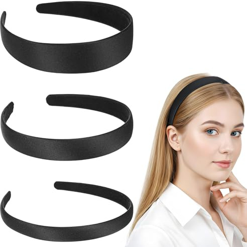 Jeffdad Lot de 3 bandeaux en velours noir - 3 tailles - 1,5 cm, 2 cm, 3 cm - Mode et confortable - En plastique - Pour filles et femmes