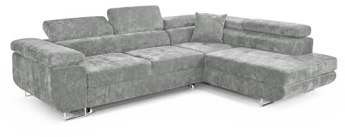 COMFORTINO FURNITURE Ecksofa mit Schlaffunktion PASTI L-Form, Sofa Couch mit Bettkasten, 3-Sitzer Eckcouch, Schlafsofa für Wohnzimmer, Big Sofa Couch mit Schlaffunktion (Mint, Ottomane Rechts)