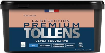 Tollens - Peinture Couleur - Murs, Boiseries & Radiateurs - La Sélection Premium - Pièces sèches - Ultra couvrante - Résistante - Ultra rapide - Ecolabel - Mat - ROSE SAHARA - 2L5 = 30m²