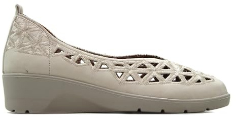 mysoft - Bailarinas con cuña,caladas,de Rejilla,Suela de Goma,mocasín,Mercedita,Plantilla Extraible para: Mujer Color: Crema Talla:40