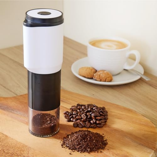 Basilico® elektrische Kaffeemühle – wiederaufladbar – 5 unterschiedliche Mahlgrade – kabelloses, tragbares Design – Ideal für Camping, Reise, Wohnwagen oder die kleine Küche – Coffee Grinder
