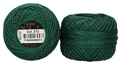 ANCHOR Pearl Yarn, Thickness: 8, Packaging: 10G, Running Length: 82M buchsgrün Embroidery Threads
