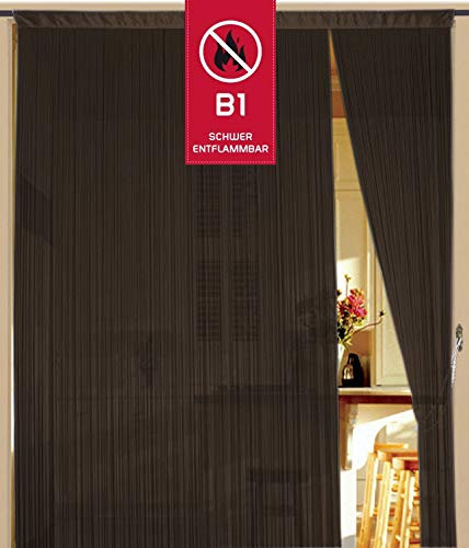Kaikoon Fadenvorhang Fadenstore Messe B1 schwer entflammbar 090 cm x 240 cm (BxH) braun