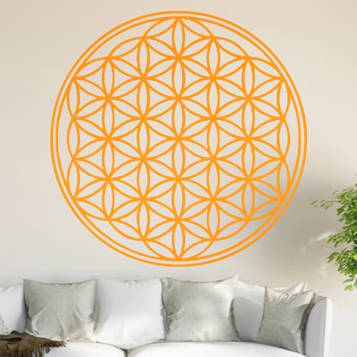 Kiwistar Blume des Lebens - Baum Wandtattoo in 6 Größen - Wandaufkleber Wall Sticker - Dekoration, Küche, Wohnzimmer, Schlafzimmer, Badezimmer (30 x 30 cm, 20_goldgelb)