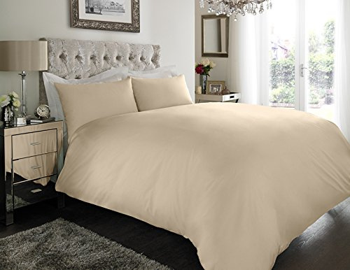 Sapphire Collection 100% Egyptian Cotton 200 Thread Count Duvet Cover With Pillow Case Bedding Set (Cream, Super King)