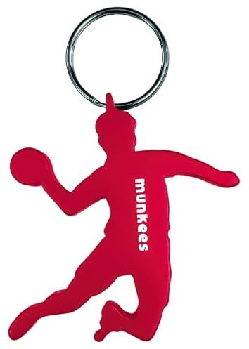 munkees Schlüsselanhänger Handballer I Handball-Anhänger I integrierter Flaschenöffner I Rot, 34984