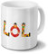 printplanet Tasse mit Namen LOL - Motiv Holzbuchstaben - Namenstasse, Kaffeebecher, Mug, Becher, Kaffeetasse - Farbe Weiß