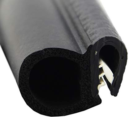 SMI-Dichtungsprofil DS2 für 1-4mm PVC mit Stahleinlage/EPDM Moosgummi selbstklemmend ohne Kleber - Kantenschutz mit Dichtung seitlich, Kantenschutzdichtprofil für Auto, Kofferraum (1 m)