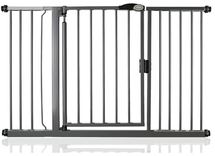 Safetots Pressure Fit Self Closing Stair Gate, 132.6cm - 139.6cm, Slate Grey, Auto Closing Baby Gate, Safety Barrier for Toddler, Easy Installation