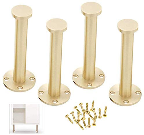 WaiMin Lot de 4 pieds de meuble en cuivre pur pour table basse réglable