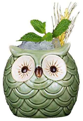 Tiki-Becher aus Keramik, für Wein, Bier, Cocktail, kreative Bar, Party, lustiger Kaffeebecher für Zuhause, Büro, Geschenk (8 Eulen)