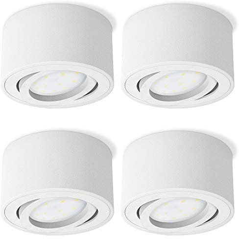SSC-LUXon CELI-1WM Aufbau Deckenspots LED schwenkbar - mit 4x LED Modul tauschbar 4W warmweiß 230V - 4er Set Aufputz Spots weiß
