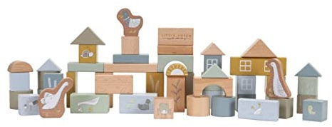 Little Dutch 7019 Holz Bauklötze 50 Stück in Box Gans blau - Little Goose