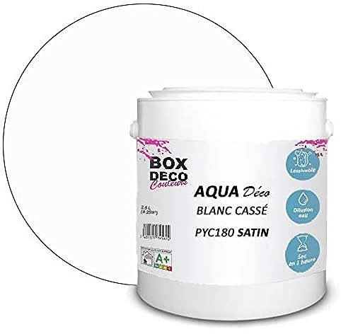 BOX DECO COULEURS Peinture murale acrylique aspect satin Aqua Déco - 2,5 L, Blanc Cassé
