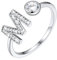 SILVERCUTE Damen Mädchen Statement Ring Buchstabe M 925er Silber Initiale Offener Ring mit Zirkonia verstellbar Fingerring Schmuck für Weihnachten Valentinstag