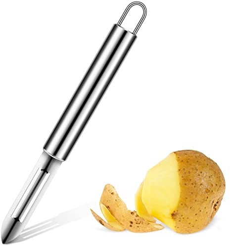Potato Peeler Stainless Steel Vegetable Silver Julienne 7.5 Inches Straight Peeler Slicer for Kitchen Food Cutter