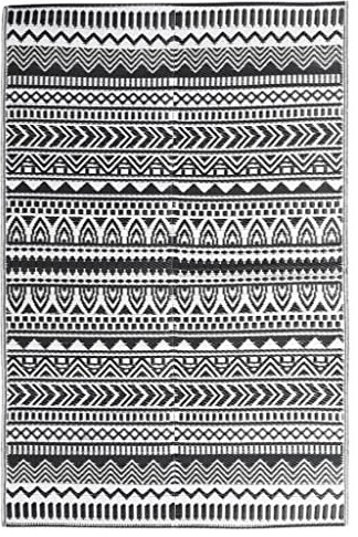 vidaXL Outdoor Teppich Doppellagiges Jacquard-Muster Balkon Terrasse Garten Außenteppich Balkonteppich Gartenteppich Terrassenteppich Schwarz 120x180cm PP
