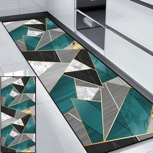 HUAXIQUE Teppich - Grauer Läufer für Wohnzimmer, Flur, Büro, Schlafzimmer, Küche - 80x480cm - Stil F