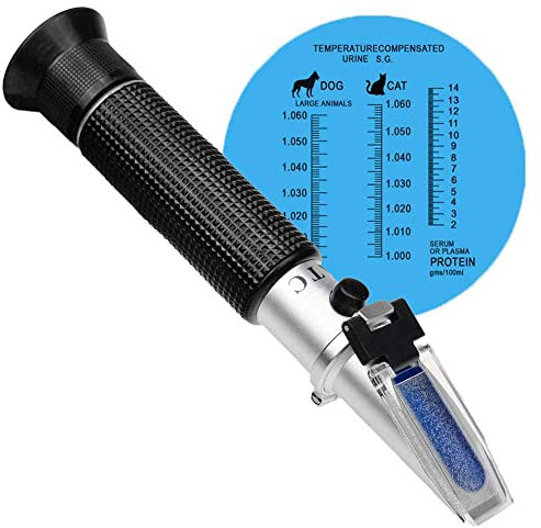 BOWONG Klinisches Refraktometer Tierärztliches Hand-Refraktometer Tierarzt Tierarztmedizin RHC-300 Serum Protein Urindichte für Haustier Hund (großes Tier) und Katze
