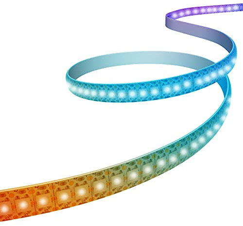 CUQI WS2812B LED Streifen, Individuell Adressierbar 5050 SMD 256 RGBIC LED Stripe für DIY-Design und Heimdekoration(Weiß, 144LEDs/1M)