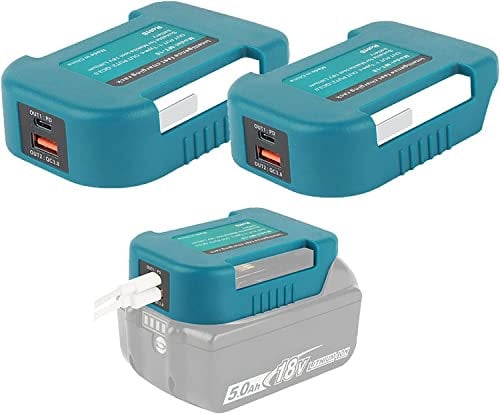 Powarobor 2 Pack Adattatore Batteria USB Compatibile con Batterie Makita 18V Li-ion BL1830 BL1850 BL1860 BL1840 con Ricarica Veloce Type-C(Solo adattatore))