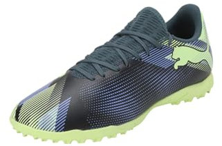 PUMA Future 7 Play TT, Soccer Shoe Unisex Adulto, Gray Skies-Elektro Purple-Fizzy Apple White, 42 EU