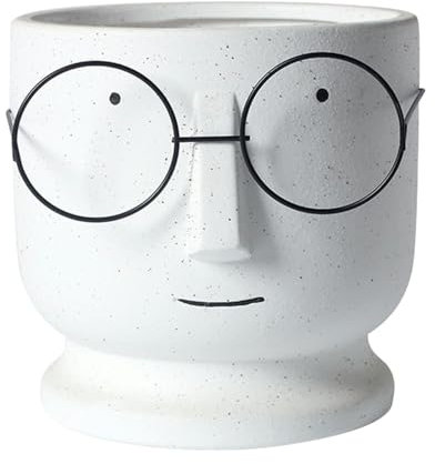 ESTINTENG Nordischer Cartoon niedlicher Keramik-Blumentopf, modische und einfache Persönlichkeit, künstlerische Vase, Trockenblumen, Indoor-Grünpflanzen, Topfpflanzen-Portrait-Blumentopf, mittelweiß