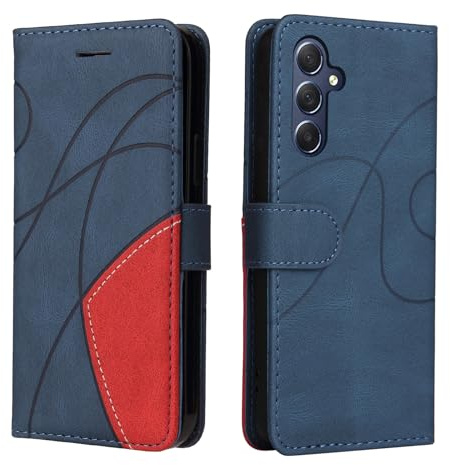 Wuhaizher for Samsung A05S Case Geometric Flip Wallet, Blue | Folding Folio Phone Cover for Women Men, Shockproof Silicone Protective, PU Leather, Card Holder Slots, Kickstand, Magnetic