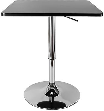 OUBUBY Mesa alta cuadrada, mesa alta de color negro, rectangular, de acero inoxidable, mesa auxiliar de altura ajustable, mesa de cocina, color negro para dormitorio, comedor, cafetería
