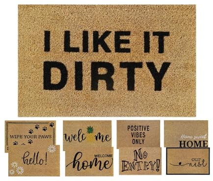 MYPURECORE Coir Welcome Door Mat, 60x40cm - Durable, Non-Slip, Eco-Friendly, Absorbent Coir Mat for Indoor/Outdoor, Entrance, Floor (I LIKE IT DIRTY)