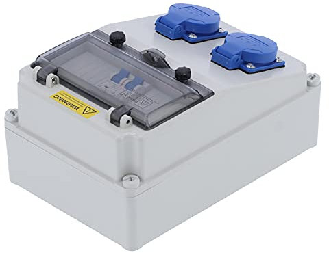 Scatola Elettrica a 2 Posizioni 16A 220‑250V, Distributore di Alimentazione a Parete Impermeabile IP65 con Coperchio Incernierato a Chiusura Automatica (Spina europea)