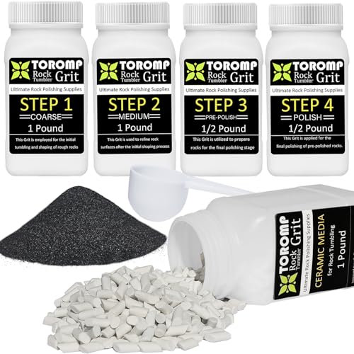 Toromp 3,6 kg Rock Tumbler Grit Kit e Ceramica Tumbling Filler Media Grana Grossa / Media / Pre-Lucidato / Finale Polish, Funziona con qualsiasi Rock Tumbler, Rock Polisher, Stone Polish
