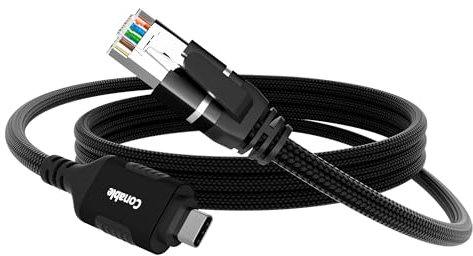 USB C to Ethernet Cable 4 FT, Type C to RJ45 Network Internet LAN Adapter, Gigabit, Braided, Directly Connected, Thunderbolt 4/3 Compatible with MacBook Air/Pro, XPS, iPhone 15 Series, Galaxy S24