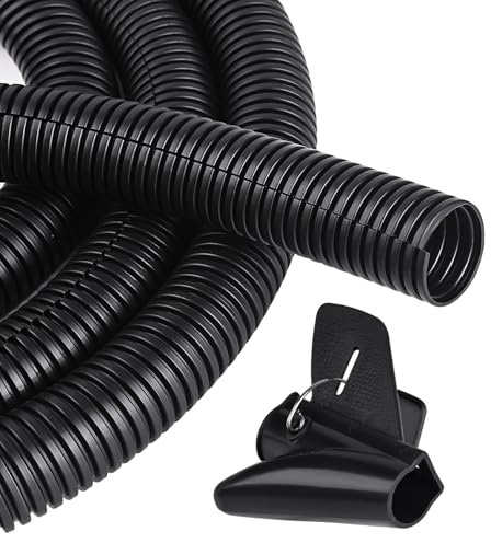 CrocSee 25ft - 1/2 inch Flame Retardant Split Wire Loom Tubing with Installation Tool - Flexible Wire Covers Cord Protectors - Black