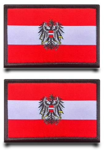 2 Stück Österreich-Adler Flagge Patch Stickerei Taktische Militär Patch,Aufnäher mit Stickereiverschluss Airsoft für Stickereibänder Jacke Rucksäcke Taktische Kleidung Taschen Abzeichen