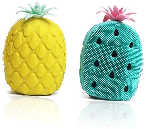 PLAFOPE 1tasche Silikon-badebürste Cartoon-ananas Und Kaktusdesign Zum Duschen Peelen Und Massieren Des Körpers Zufällige Farben Gesichtsreinigungsbürste