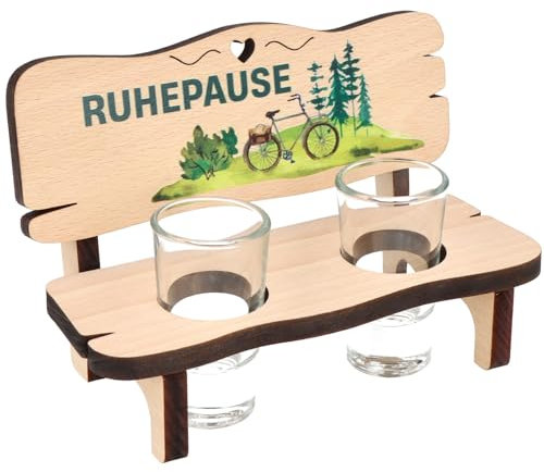 Spruchreif | Schnapsbank mit 2 Gläsern |Geschenk zum Geburtstag | Lustige Geschenkidee | Geschenk Fahrrad “Ruhepause”