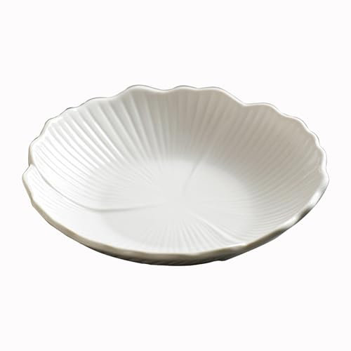 KNUFENG Plato Llano Blanco con Forma De Flor, Vajilla para Ensalada, Aperitivo, Sopa, Plato, Bonito Plato De Pasta, Apto para Microondas Y Lavavajillas(Size:20 * 4.5CM)
