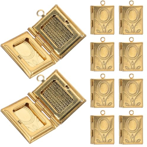 WRITWAA Buch-Anhänger Charms Rechteckige Medaillonanhänger Für Schmuckherstellung Diy Fotoanhänger Halskettenanhänger Armbänder Bastelprojekte 0.63X0.51X0.63In