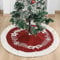 Christmas Tree Skirt, SEDEX 36 Inches Red Xmas Tree Skirts Luxury White Faux Fur Plush Base Cover Mat Christmas Tree Bottom Rug Covers Holiday Party Home Festival Decorations